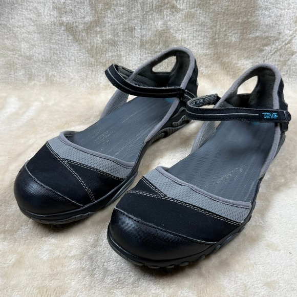 Teva Women's Mary Jane Sandals Black Gray Comfort Walking Shoes Size 10 - Picture 1 of 10